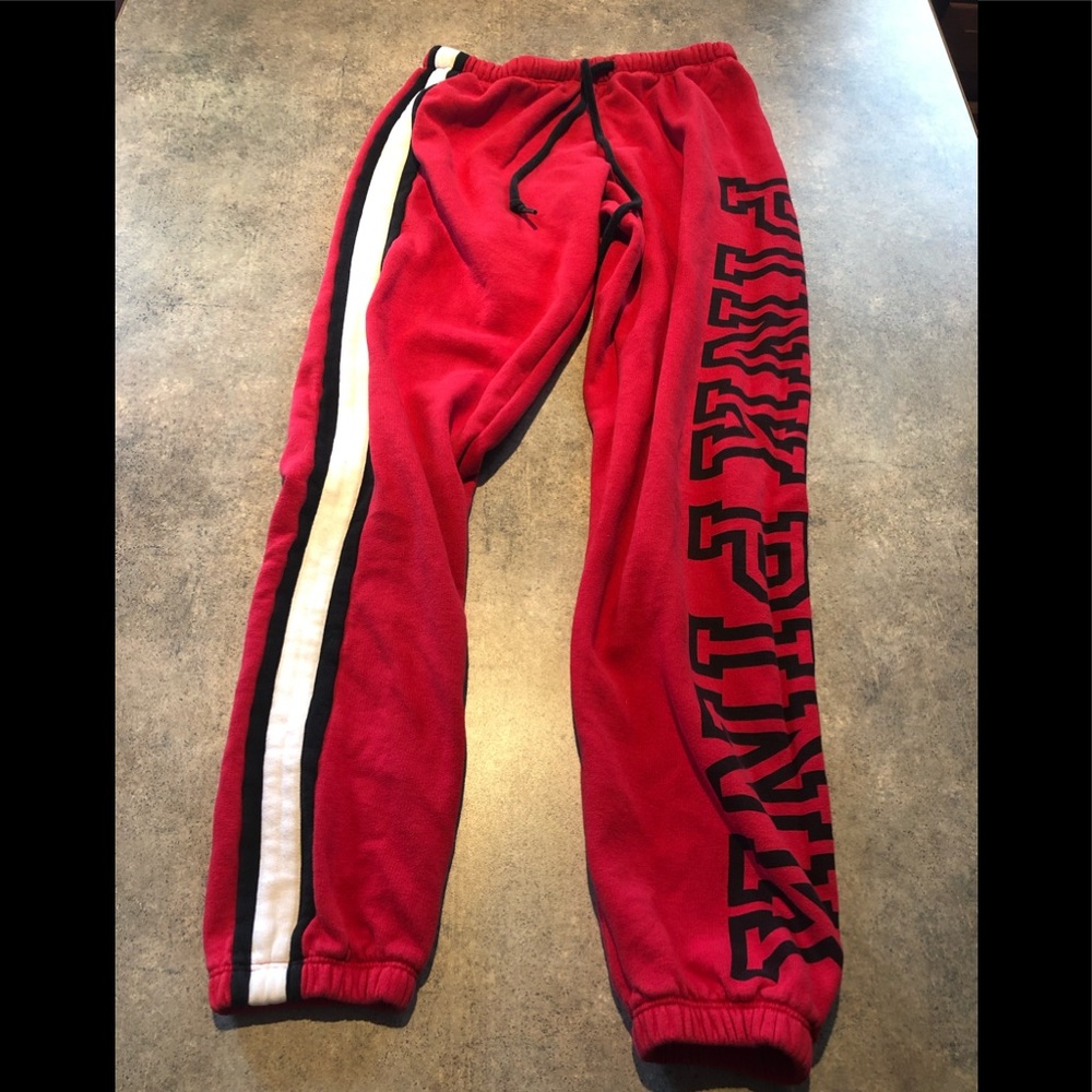PINK Red Jogger Style Sweats